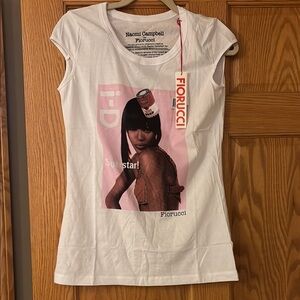 NWT Fiorucci Naomi Campbell White Graphic T-Shirt small